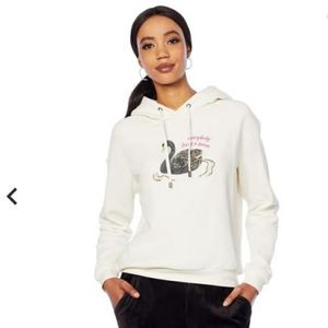 G by Giuliana swan Hooded Sweatshirt w/ beading "everybody loves a swan" size XL